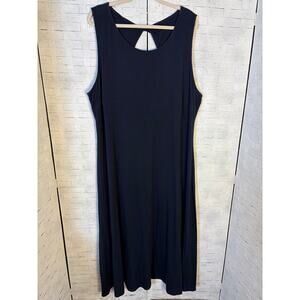 Talbots women’s navy sleeveless dress open upper back aline minimalist plus size